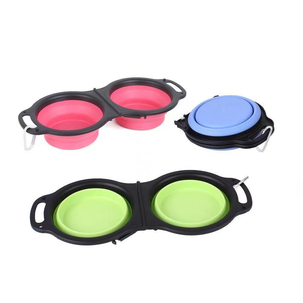 Silicone Outdoor Folding Double Bowl Pet