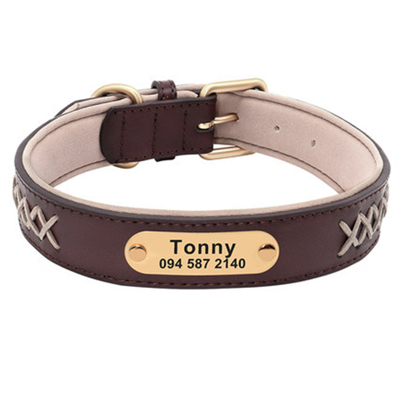 Collar Large And Medium Dog Lettering Anti-lost with personalized tag for identification.