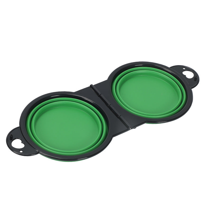 Silicone Outdoor Folding Double Bowl Pet 