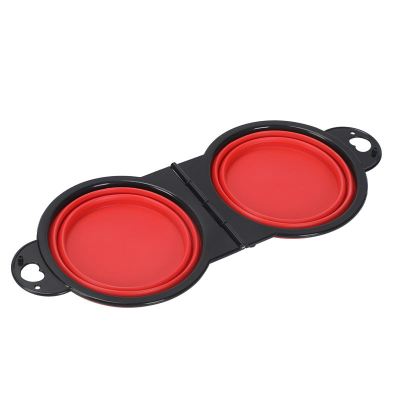 Silicone Outdoor Folding Double Bowl Pet 