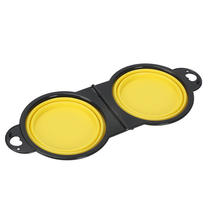 Silicone Outdoor Folding Double Bowl Pet 