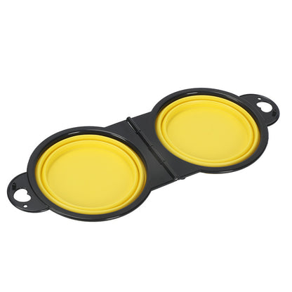 Silicone Outdoor Folding Double Bowl Pet 
