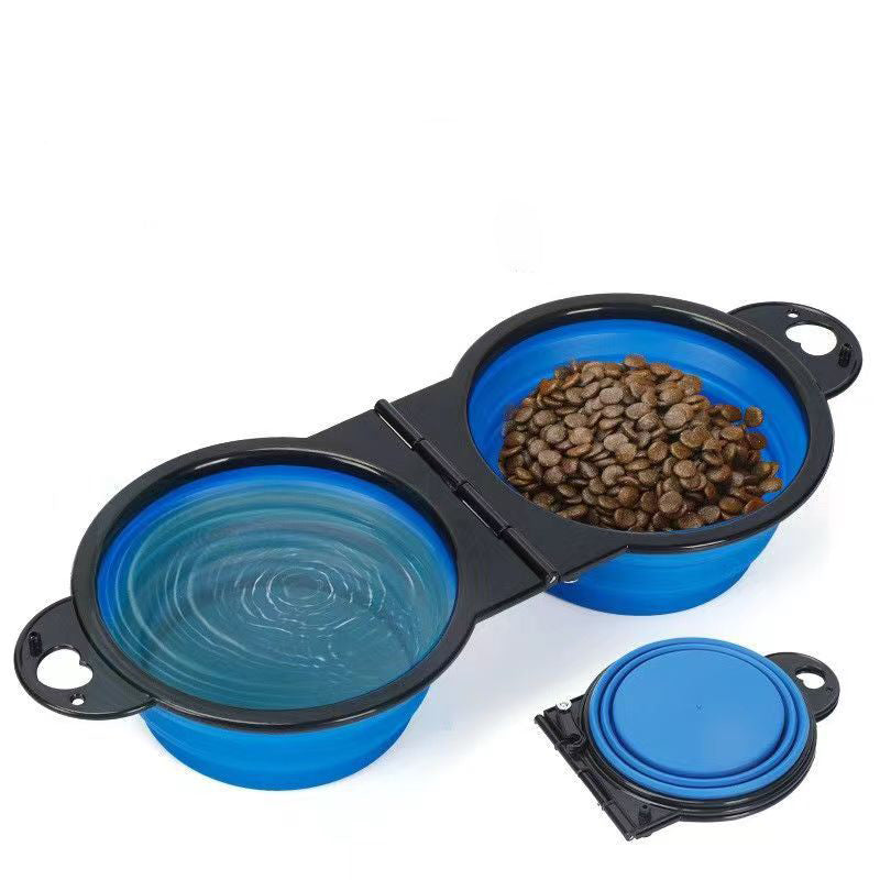 Silicone Outdoor Folding Double Bowl Pet 