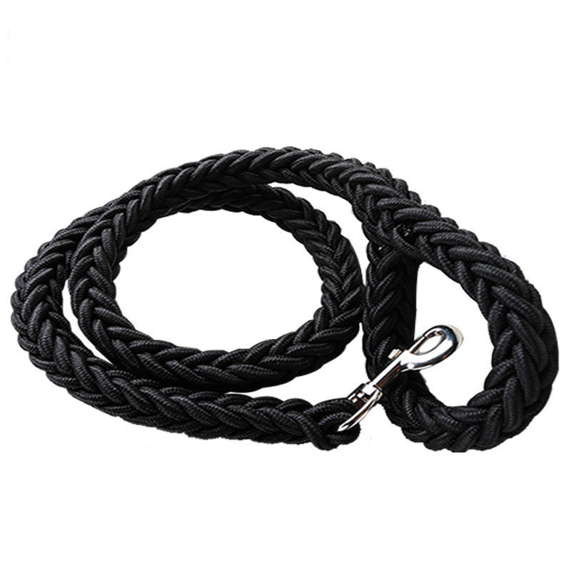 Dog Walking Chain Leash Medium And Large Dog in black, braided nylon material for walking pets.