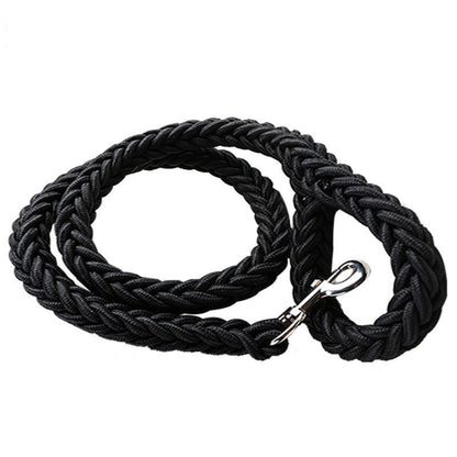 Dog Walking Chain Leash Medium And Large Dog in black, braided nylon material for walking pets.