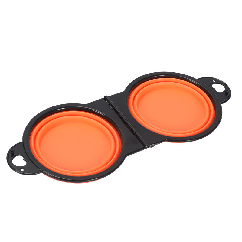 Silicone Outdoor Folding Double Bowl Pet 