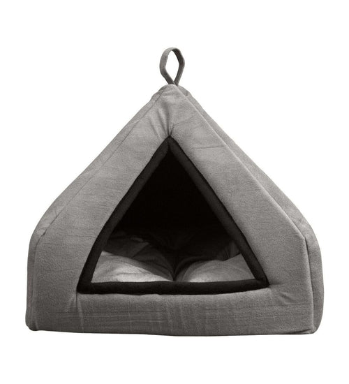 Soft Velvet Pet Bed House for Cats &amp; Puppies – S Grey